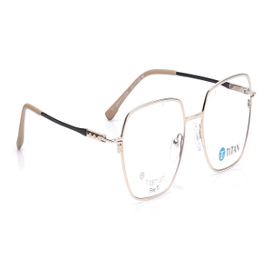 Image 2 of Gold Rectangle Eyeglasses for Women from Titan Available at Titan Eye+
