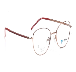 Image 2 of Gold Round Eyeglasses for Women from Titan Available at Titan Eye+