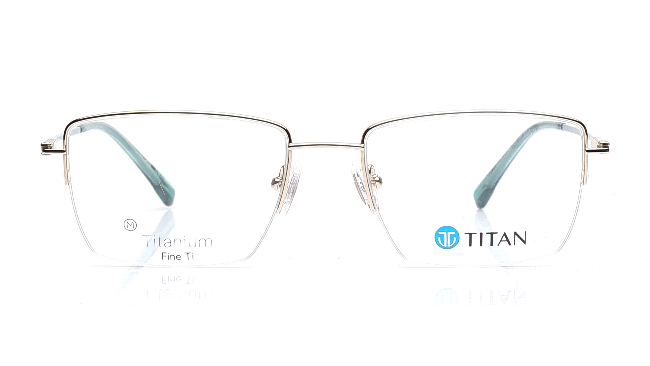 Image 1 of Gold Rectangle Eyeglasses for Men and Women from Titan Available at Titan Eye+