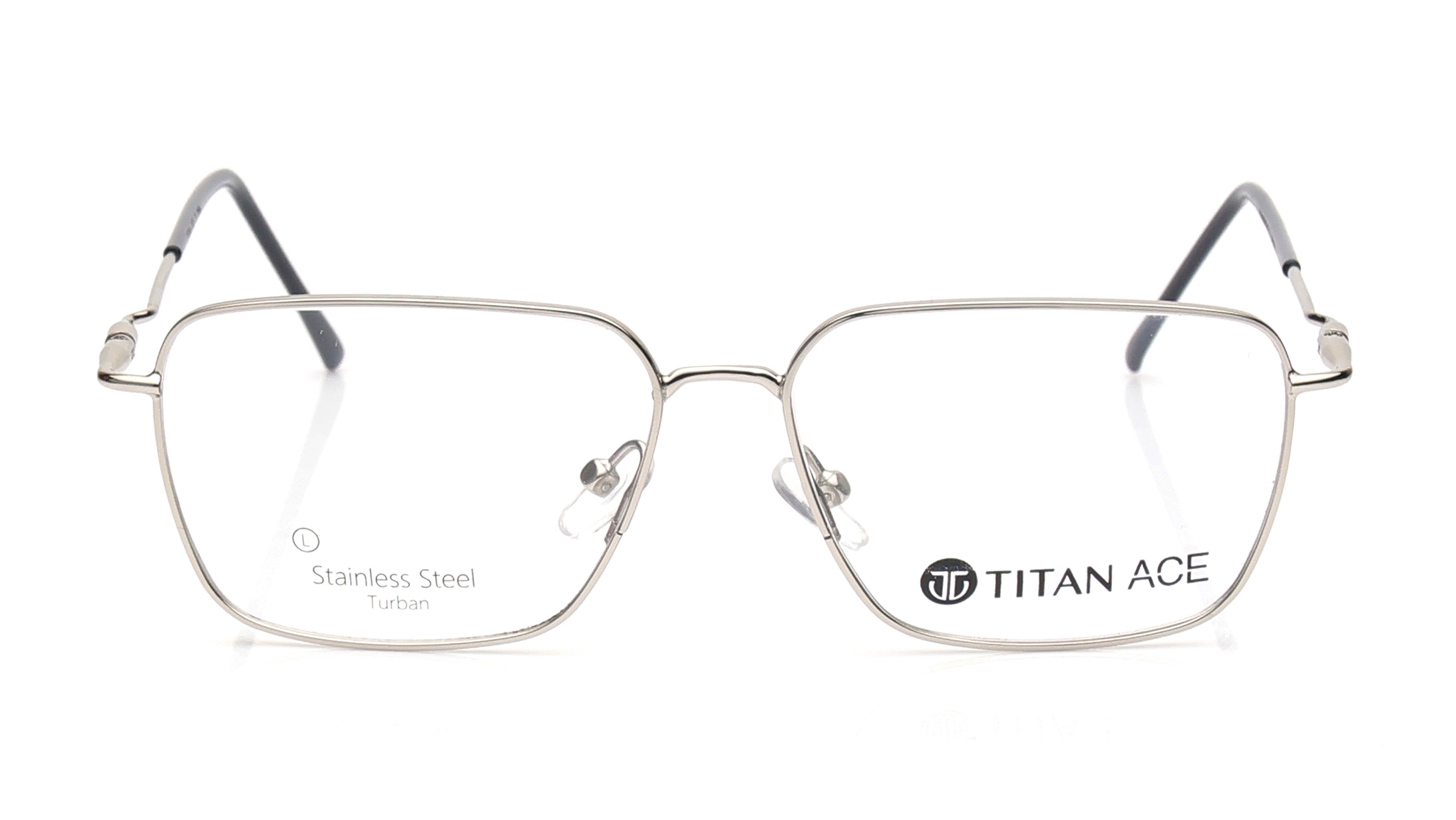 Image 1 of Silver Square Eyeglasses for Men from Ace by Titan Available at Titan Eye+