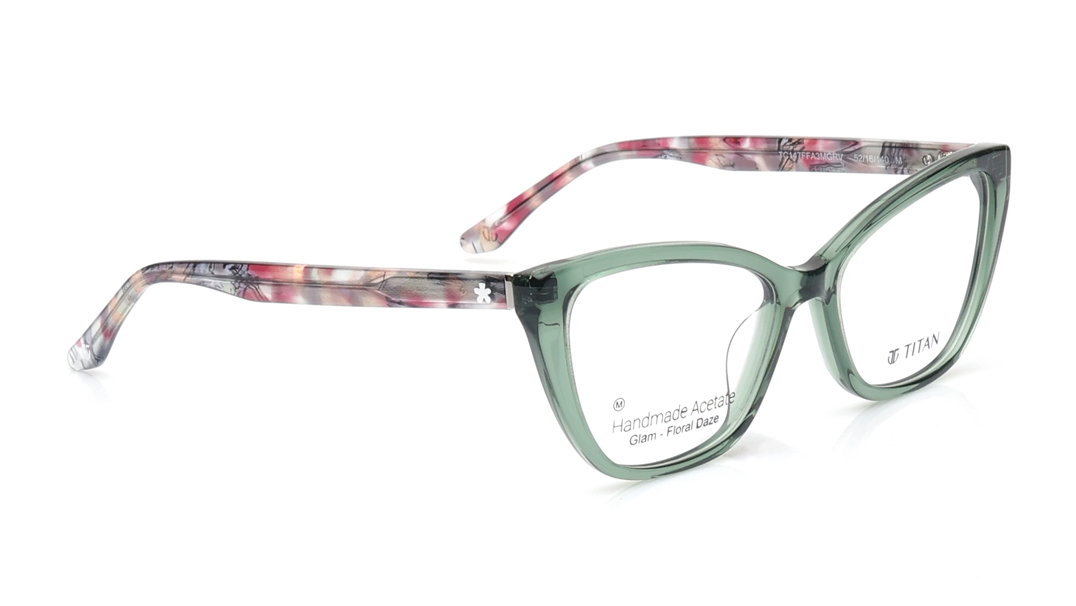 Image 1 of Green CatEye Eyeglasses for Women from Titan Available at Titan Eye+