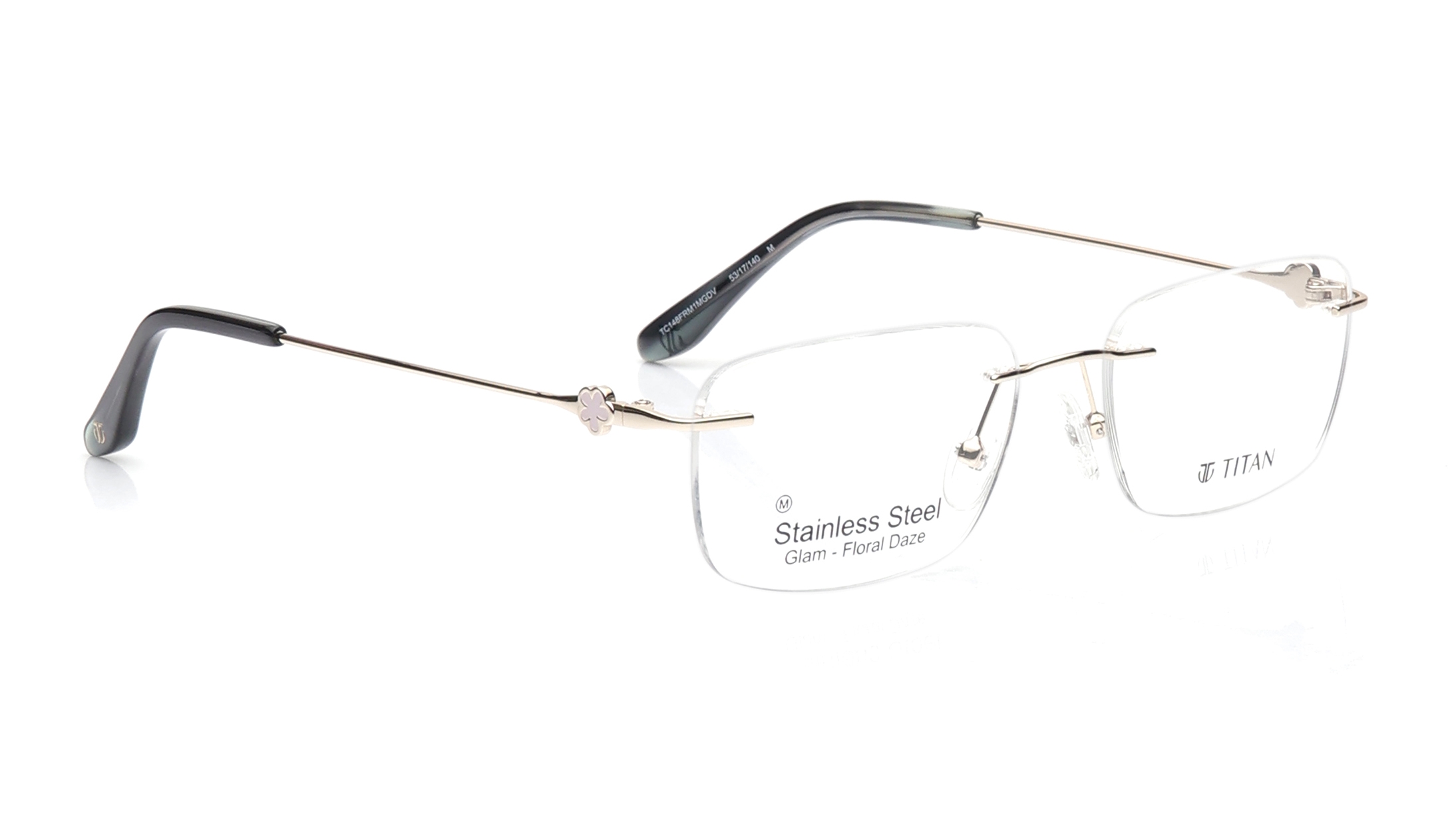 Image 1 of Gold Square Eyeglasses for Women from Titan Available at Titan Eye+