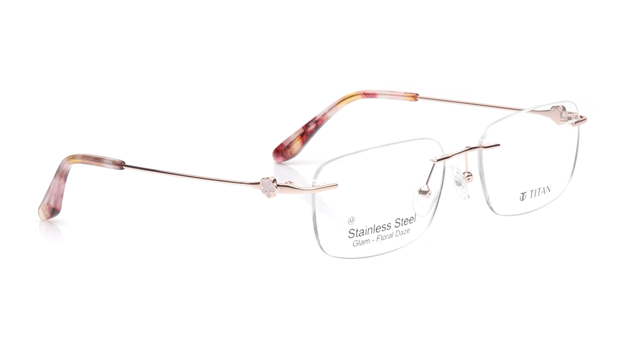 Image 1 of Rose Gold Square Eyeglasses for Women from Titan Available at Titan Eye+