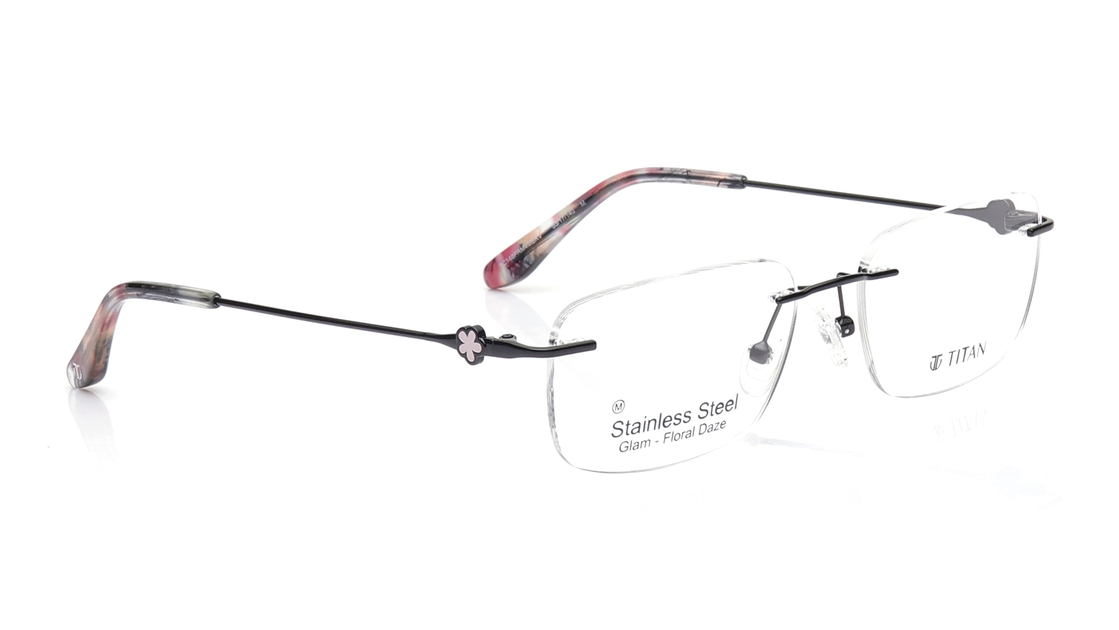 Image 1 of Black Square Eyeglasses for Women from Titan Available at Titan Eye+