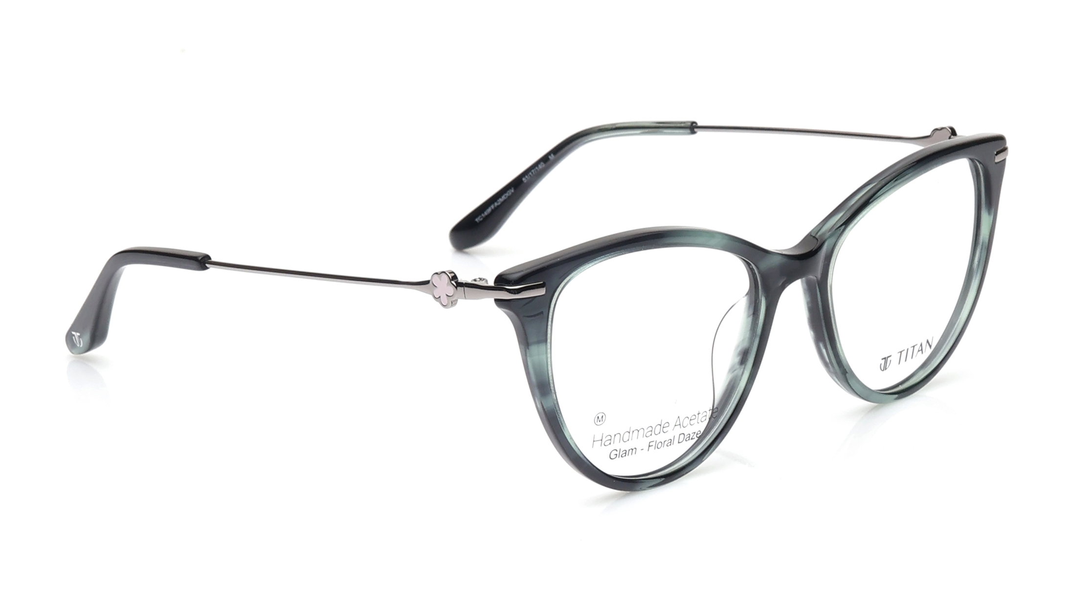 Image 1 of Green CatEye Eyeglasses for Women from Titan Available at Titan Eye+