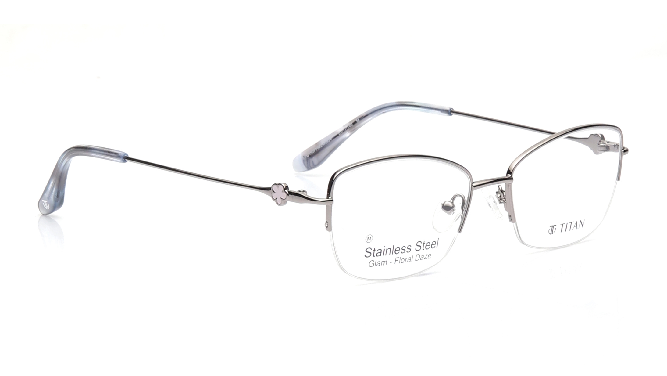 Image 1 of Grey CatEye Eyeglasses for Women from Titan Available at Titan Eye+