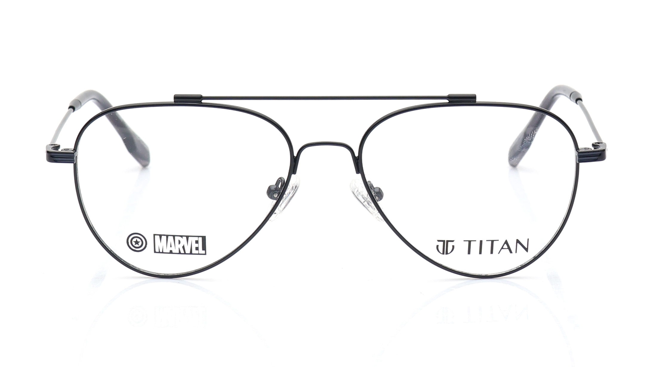 Image 1 of Black Aviator Eyeglasses for Men from Titan Available at Titan Eye+