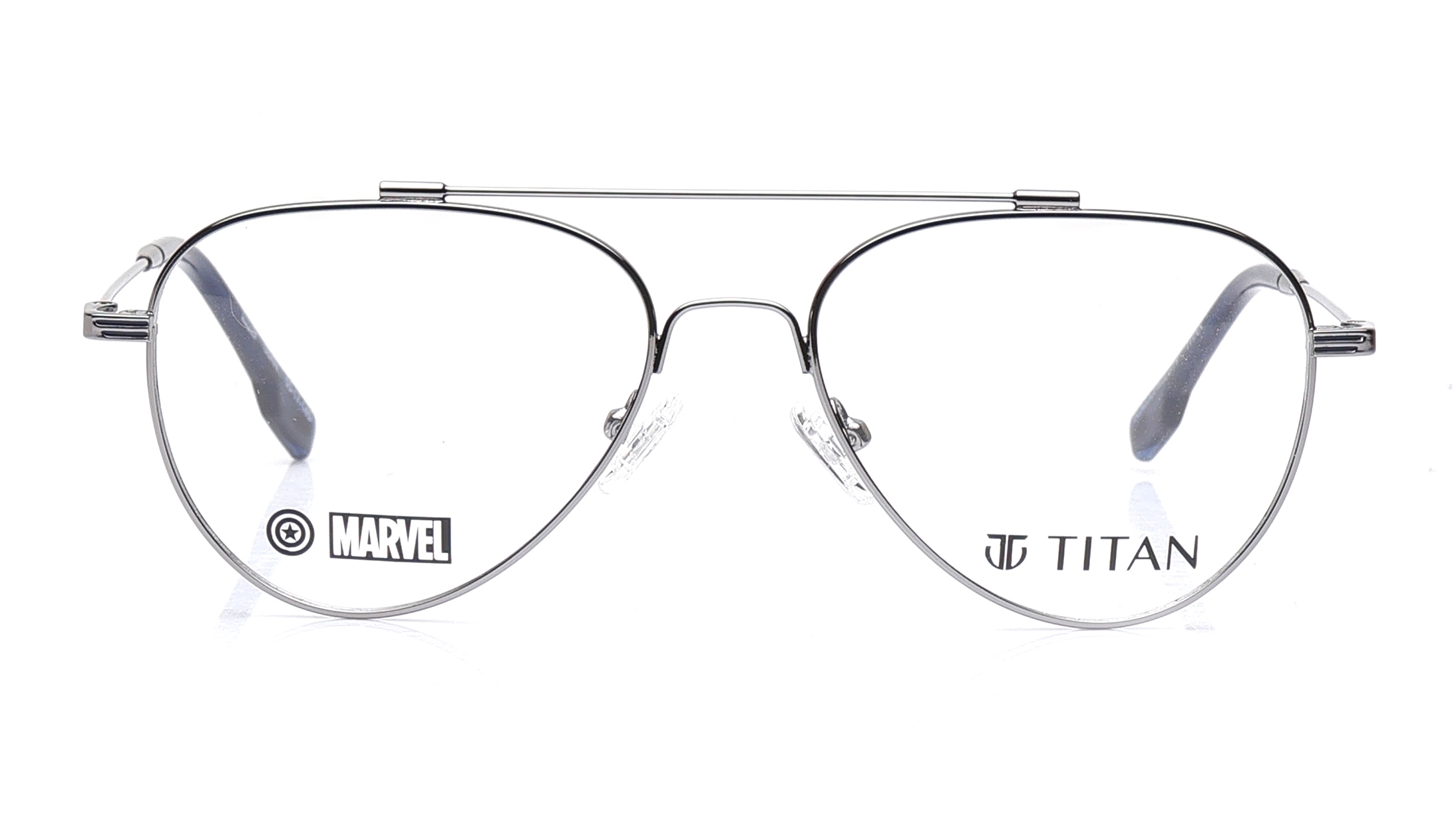 Image 1 of Gun Metal Aviator Eyeglasses for Men from Titan Available at Titan Eye+
