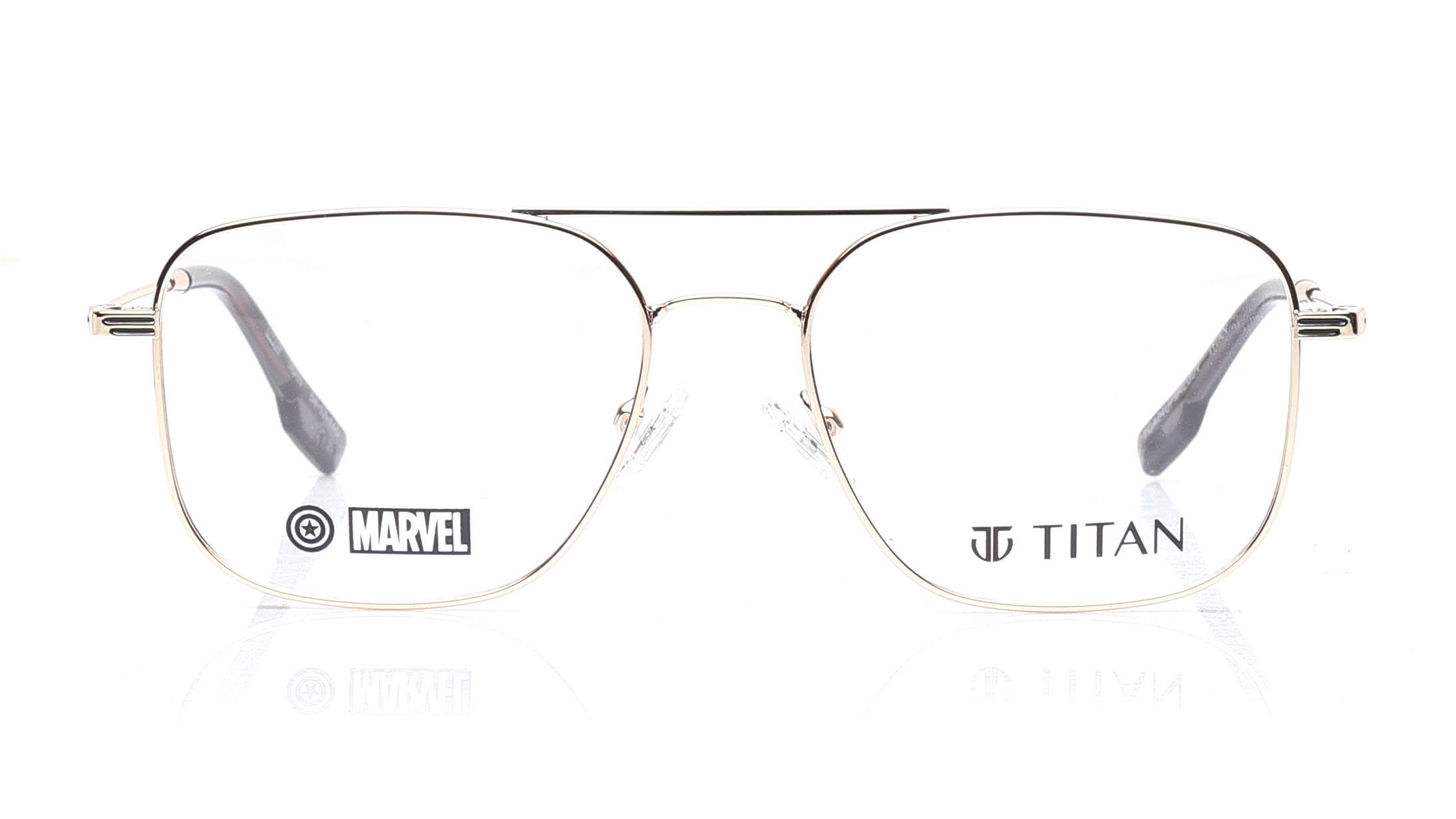 Image 1 of Gold Navigator Eyeglasses for Men from Titan Available at Titan Eye+