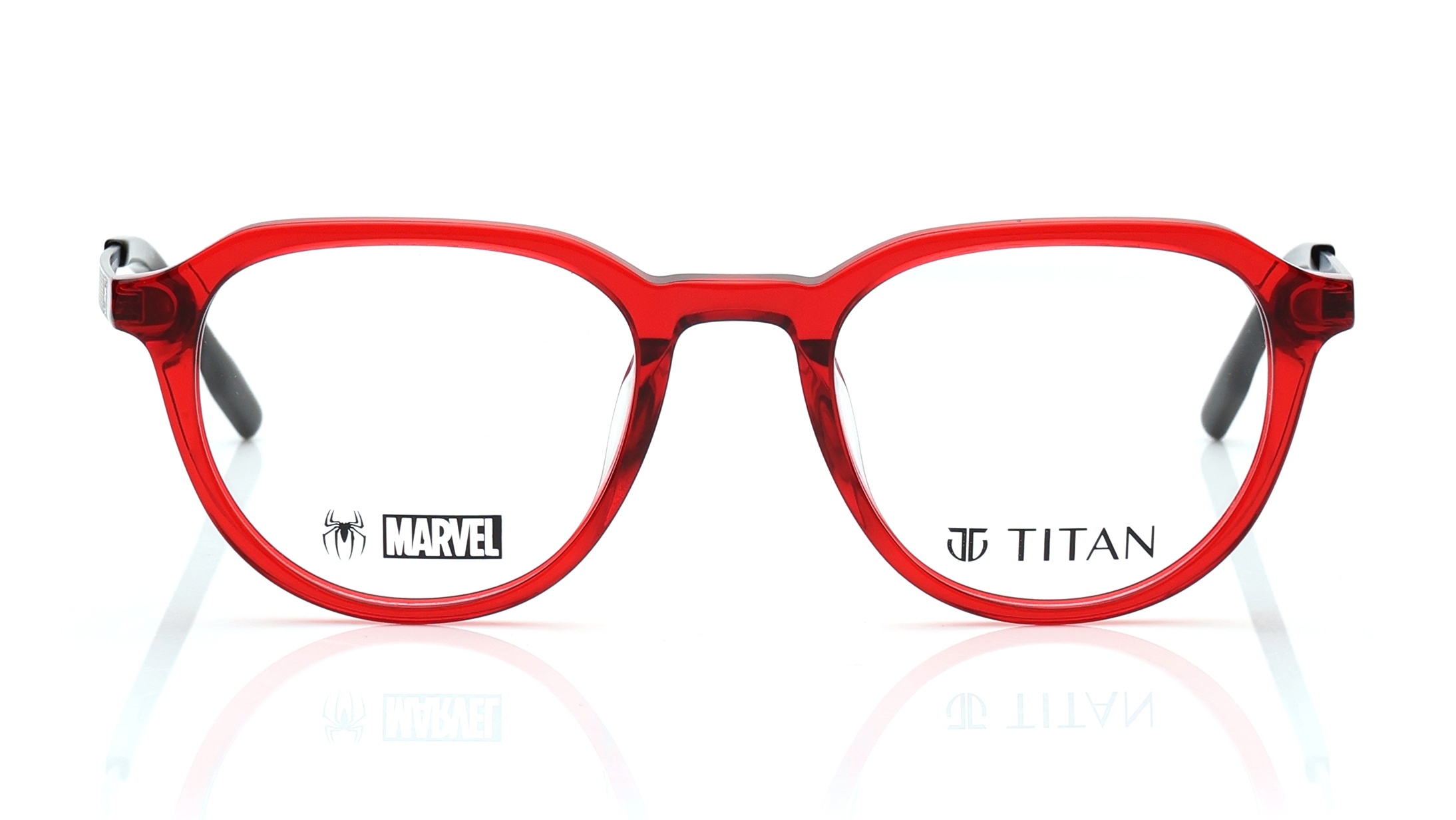 Image 1 of Red Round Eyeglasses for Men and Women from Titan Available at Titan Eye+