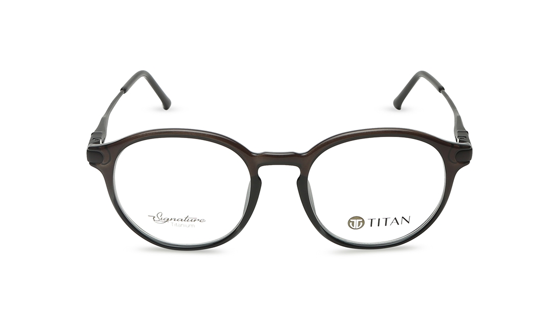 Image 1 of Brown Round Eyeglasses for Men from Titan Available at Titan Eye+