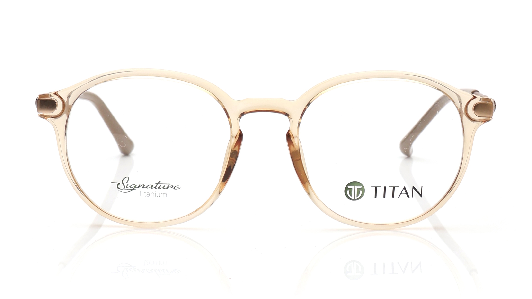 Image 1 of Brown Round Eyeglasses for Men and Women from Titan Available at Titan Eye+