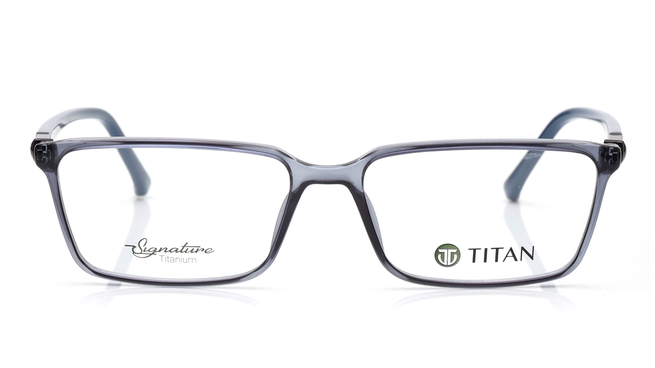 Image 1 of Grey Rectangle Eyeglasses for Men and Women from Titan Available at Titan Eye+
