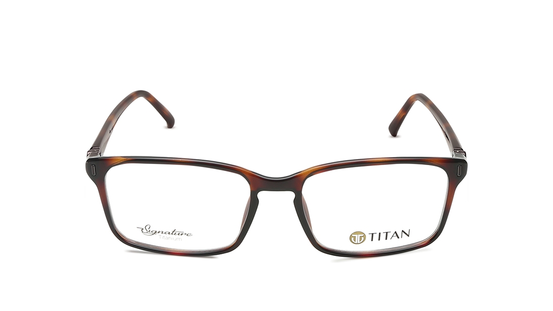 Image 1 of Brown Rectangle Eyeglasses for Men from Titan Available at Titan Eye+