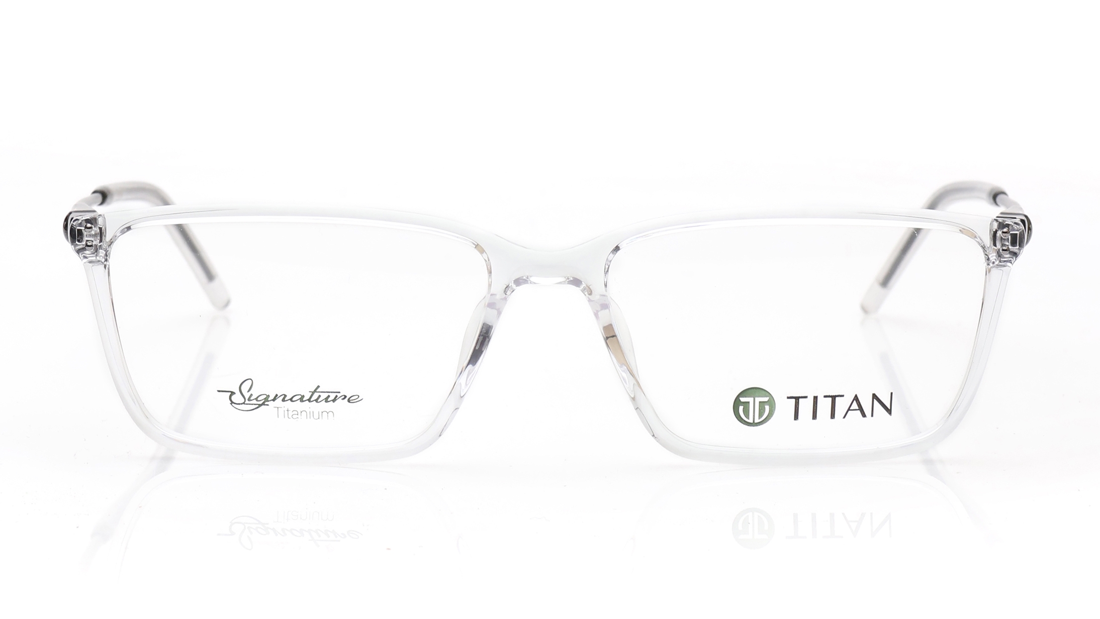 Image 1 of Transparent Rectangle Eyeglasses for Men and Women from Titan Available at Titan Eye+