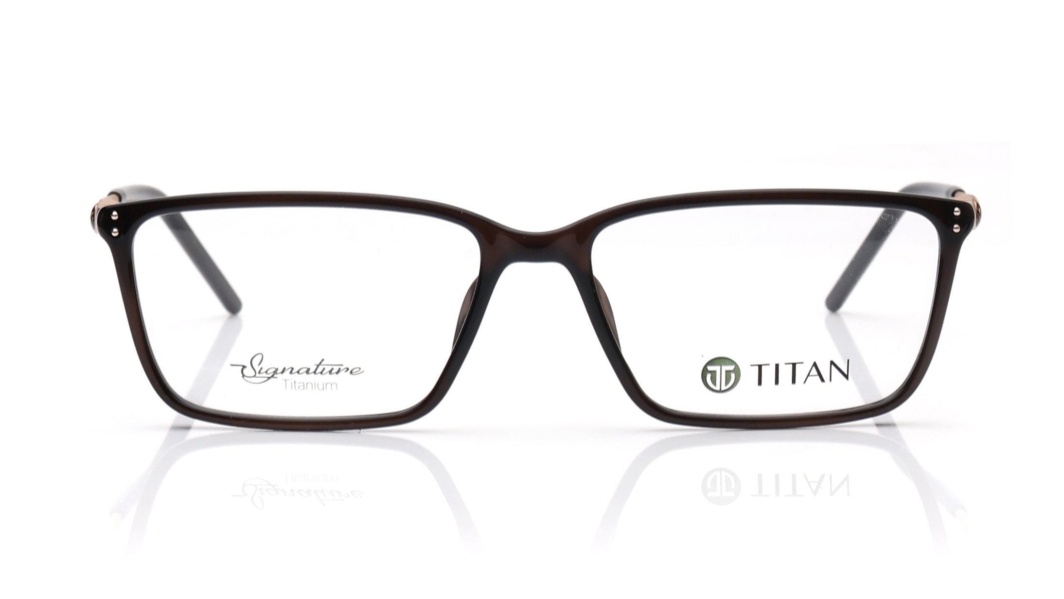 Image 1 of Brown Rectangle Eyeglasses for Men and Women from Titan Available at Titan Eye+