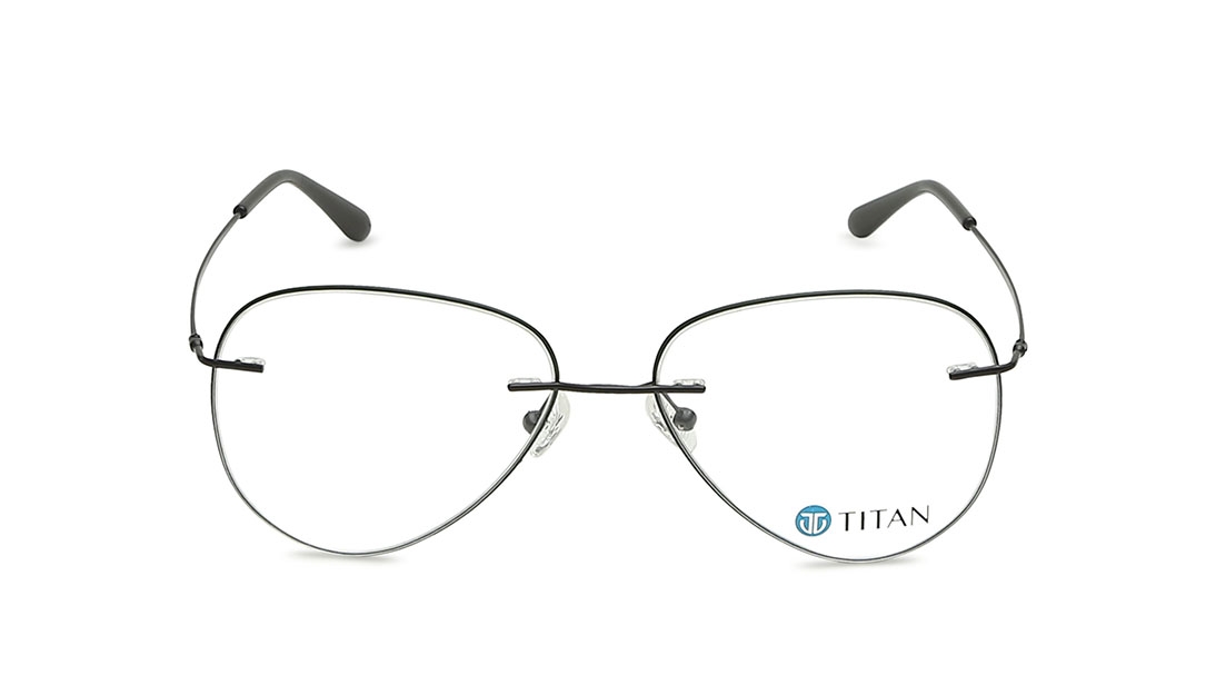 Image 1 of Black Aviator Eyeglasses for Men from Titan Available at Titan Eye+