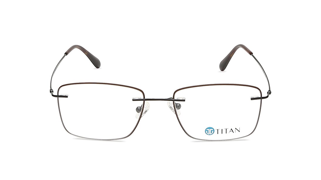 Image 1 of Brown Square Eyeglasses for Men from Titan Available at Titan Eye+