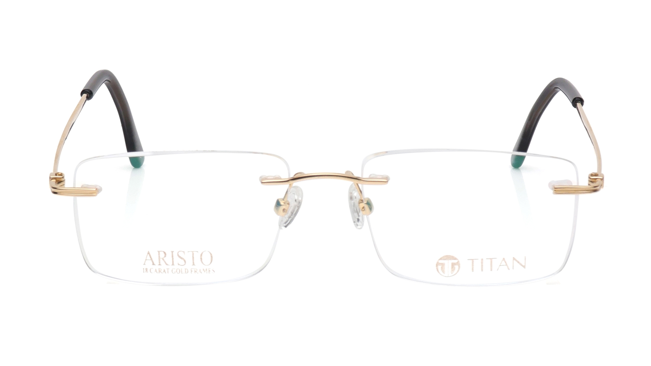 Image 1 of Gold Square Eyeglasses for Men and Women from Aristo Available at Titan Eye+