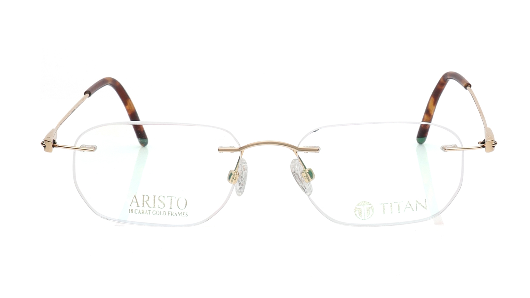 Image 1 of Gold Square Eyeglasses for Men and Women from Aristo Available at Titan Eye+
