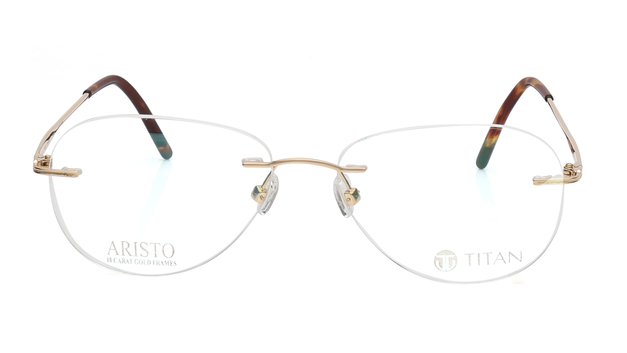 Image 1 of Gold Oval Eyeglasses for Men and Women from Aristo Available at Titan Eye+