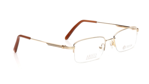 Image 2 of Gold Rectangle Eyeglasses for Men and Women from Aristo Available at Titan Eye+