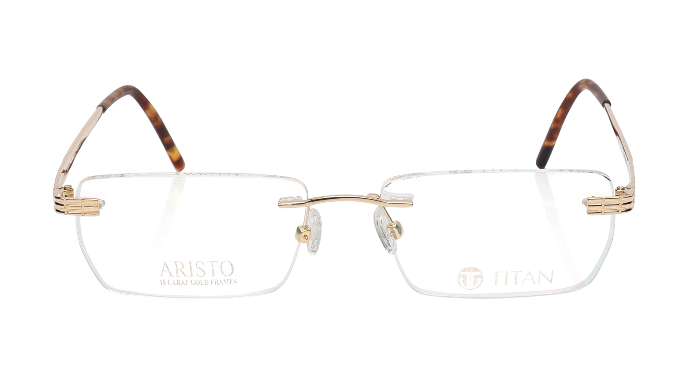 Image 1 of Gold Square Eyeglasses for Men and Women from Aristo Available at Titan Eye+