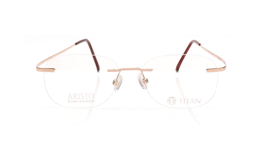 Image 1 of Rose Gold Square Eyeglasses for Women from Aristo Available at Titan Eye+