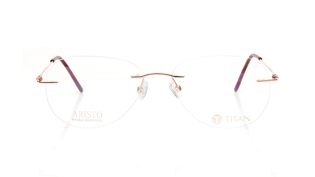 Image 1 of Rose Gold Square Eyeglasses for Women from Aristo Available at Titan Eye+