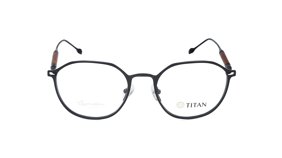 Image 1 of Black Geometric Eyeglasses for Men from Titan Available at Titan Eye+
