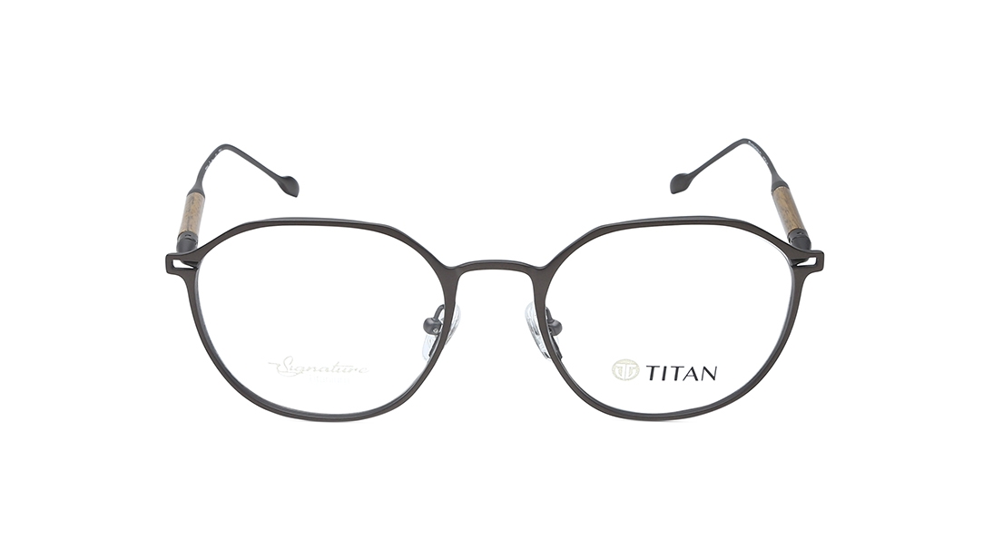 Image 1 of Black Geometric Eyeglasses for Men from Titan Available at Titan Eye+