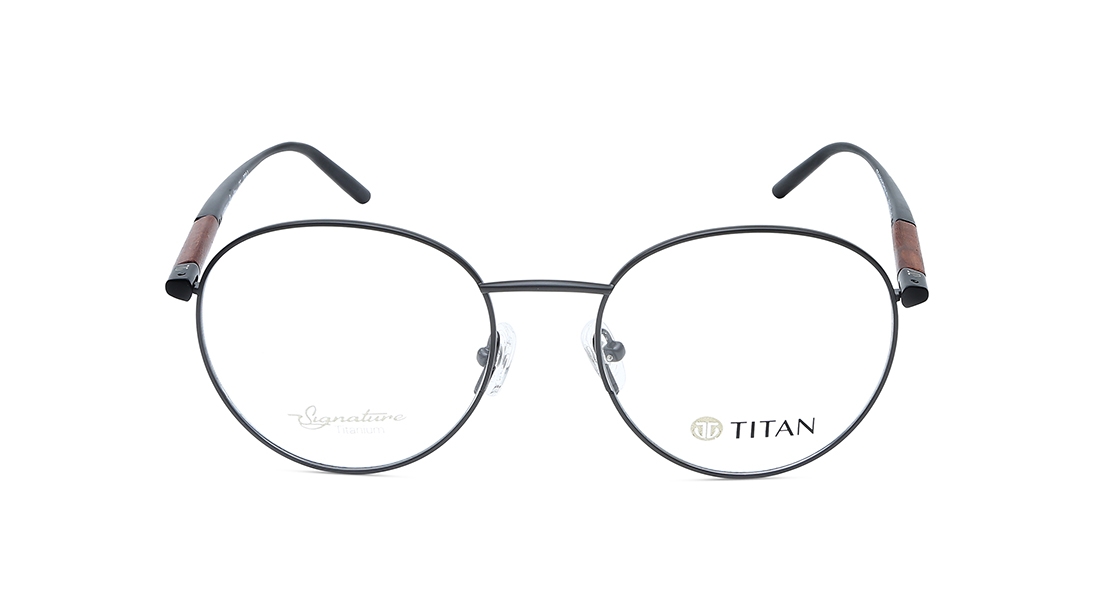 Image 1 of Black Oval Eyeglasses for Men from Titan Available at Titan Eye+