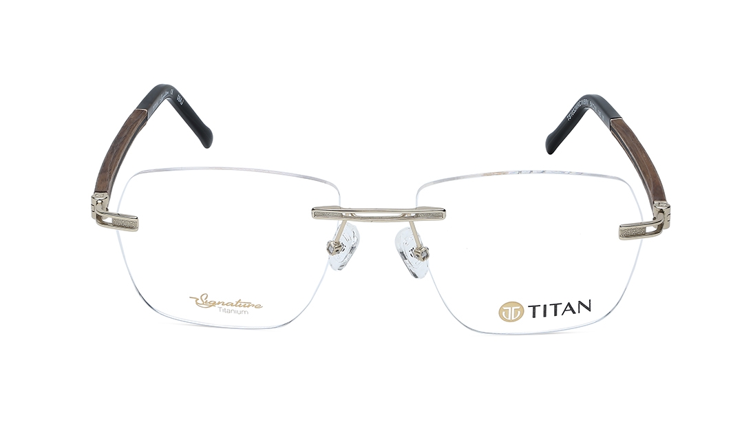 Image 1 of Gold Rectangle Eyeglasses for Men from Titan Available at Titan Eye+