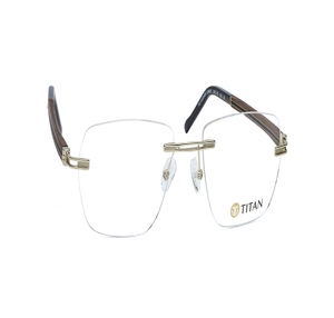 Image 2 of Gold Rectangle Eyeglasses for Men from Titan Available at Titan Eye+