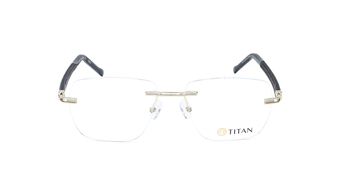 Image 1 of Gold Rectangle Eyeglasses for Men from Titan Available at Titan Eye+