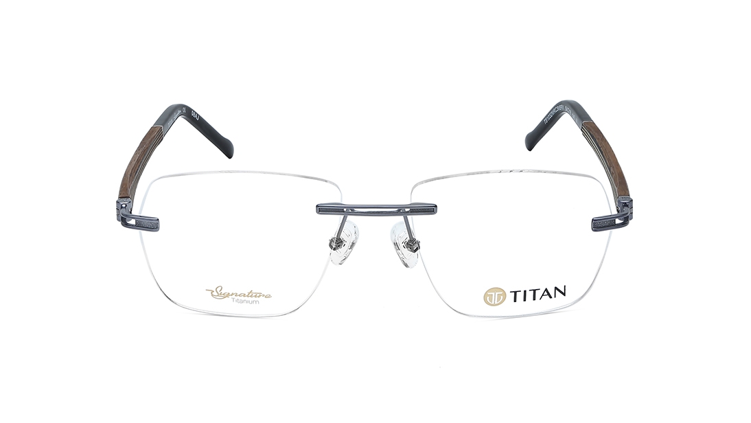 Image 1 of Grey Rectangle Eyeglasses for Men from Titan Available at Titan Eye+