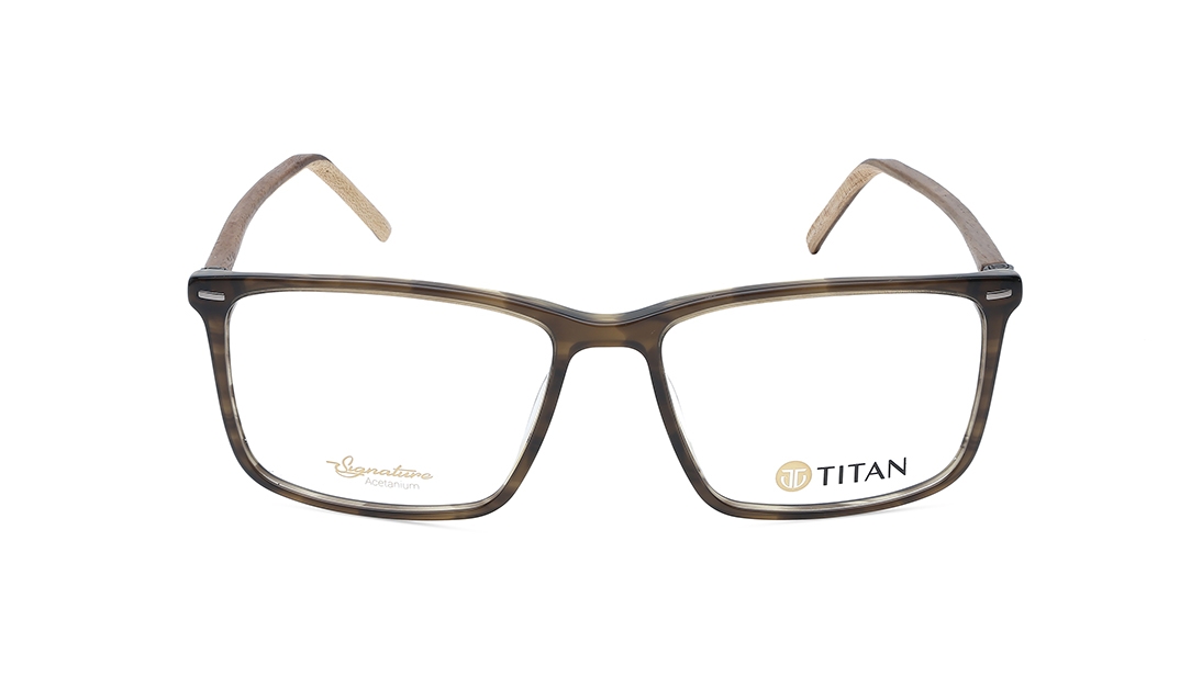 Image 1 of Brown Square Eyeglasses for Men from Titan Available at Titan Eye+