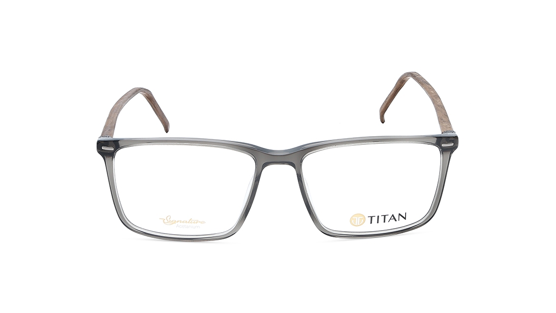 Image 1 of Grey Square Eyeglasses for Men from Titan Available at Titan Eye+