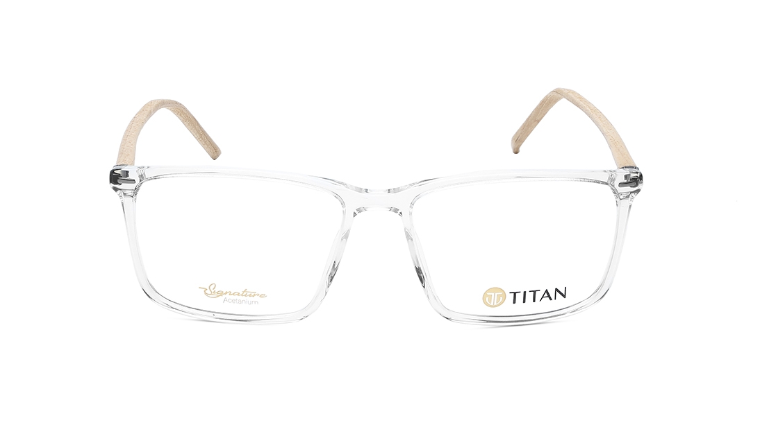Image 1 of White Square Eyeglasses for Men from Titan Available at Titan Eye+