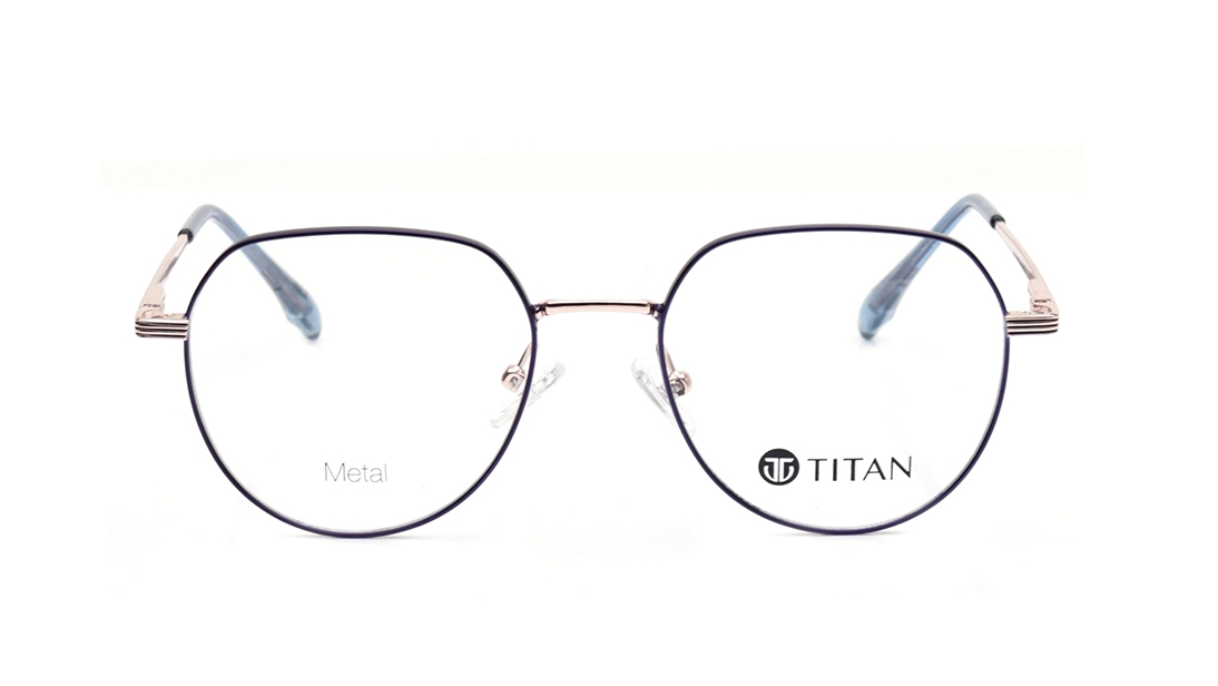 Image 1 of Blue Round Eyeglasses for Men and Women from Titan Available at Titan Eye+