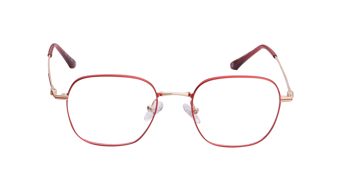 Image 1 of Red Polygon Eyeglasses for Men and Women from Titan Available at Titan Eye+