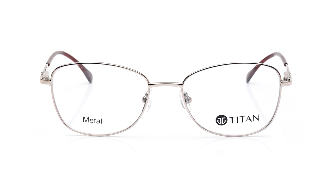 Image 1 of Silver Rectangle Eyeglasses for Men from Titan Available at Titan Eye+