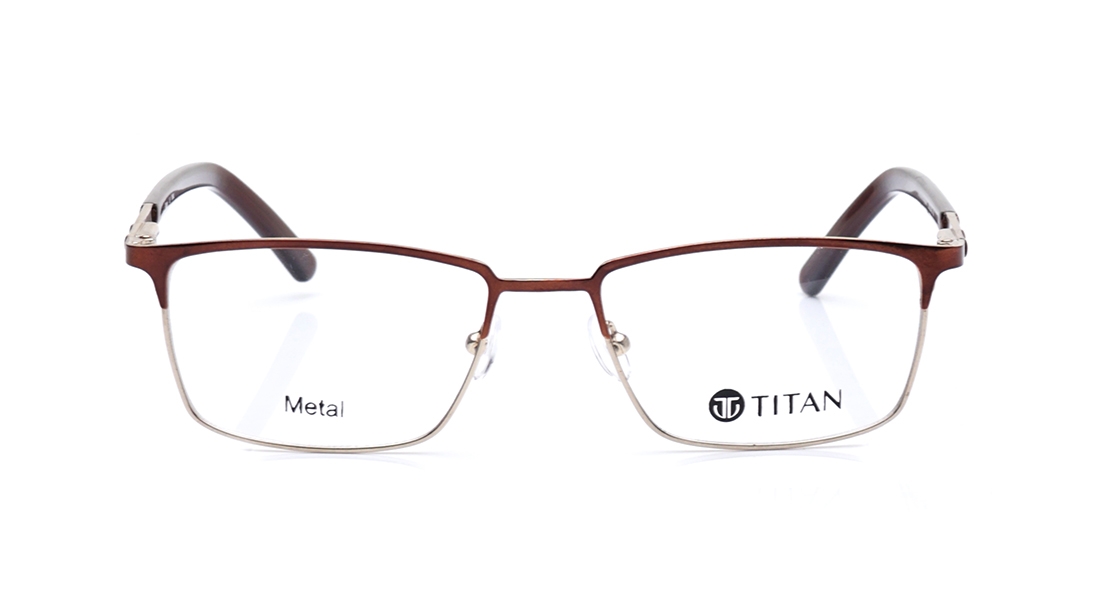 Image 1 of Brown Square Eyeglasses for Men from Titan Available at Titan Eye+
