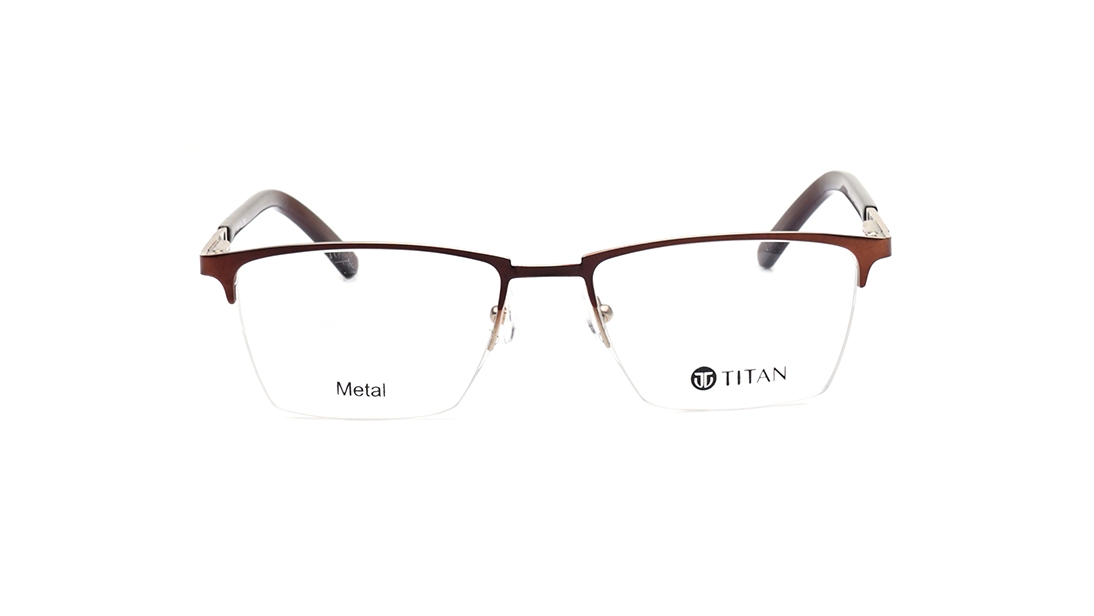 Image 1 of Brown Square Eyeglasses for Women from Titan Available at Titan Eye+