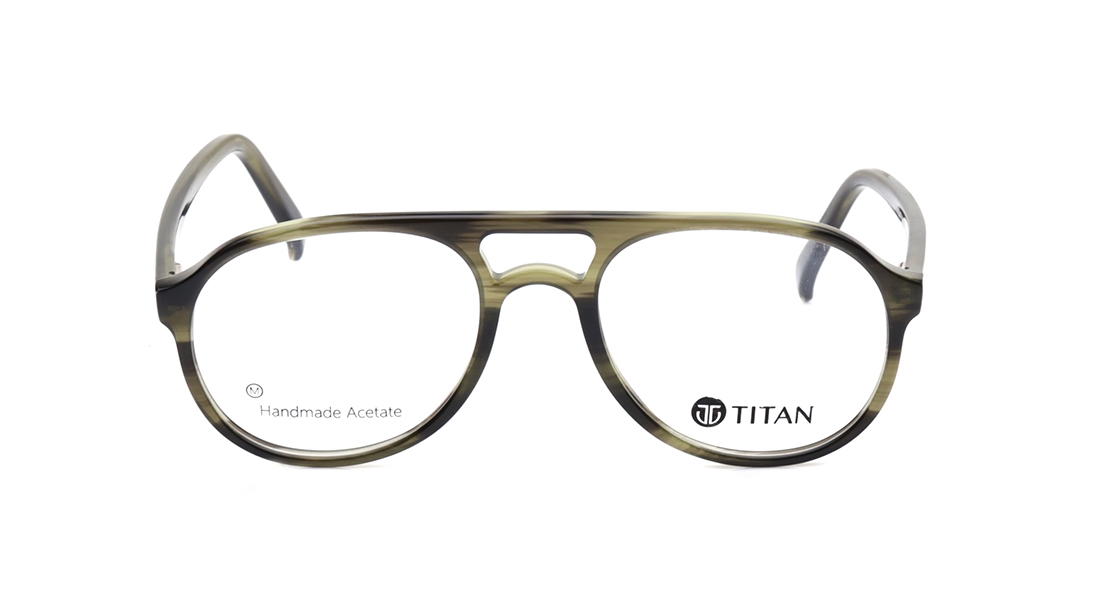 Image 1 of Olive Aviator Eyeglasses for Men from Titan Available at Titan Eye+