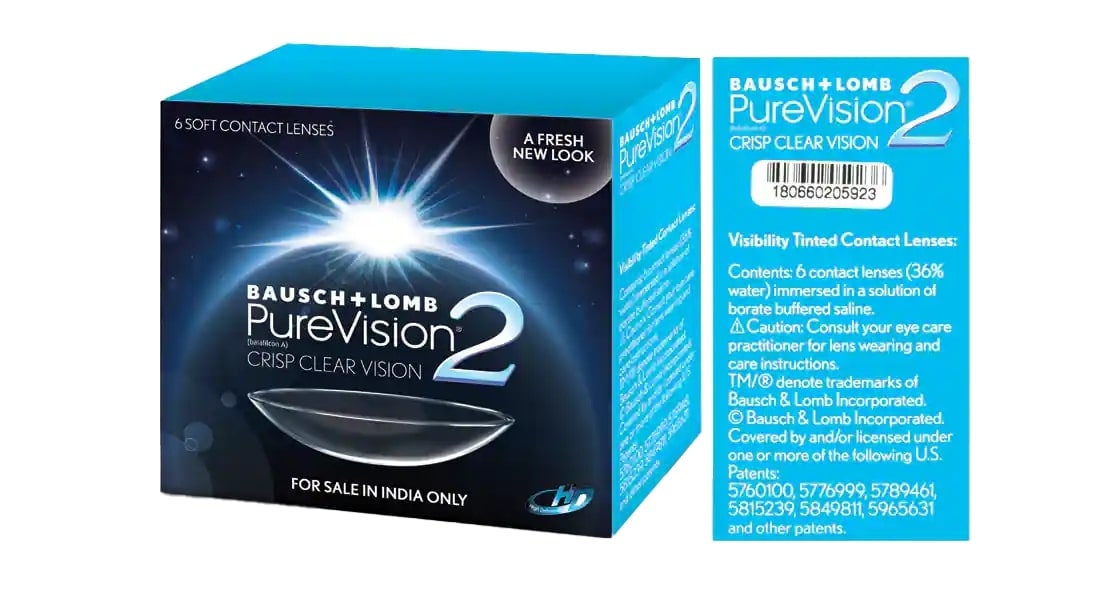 Image 1 of Monthly Disposable Pure Vision 2 By Bausch and Lomb - 6 lens per Box from Bausch and Lomb Available at Titan Eye+