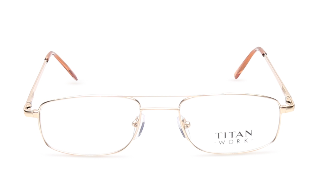 Image 1 of Gold Rectangle Eyeglasses for Men from Titan Available at Titan Eye+
