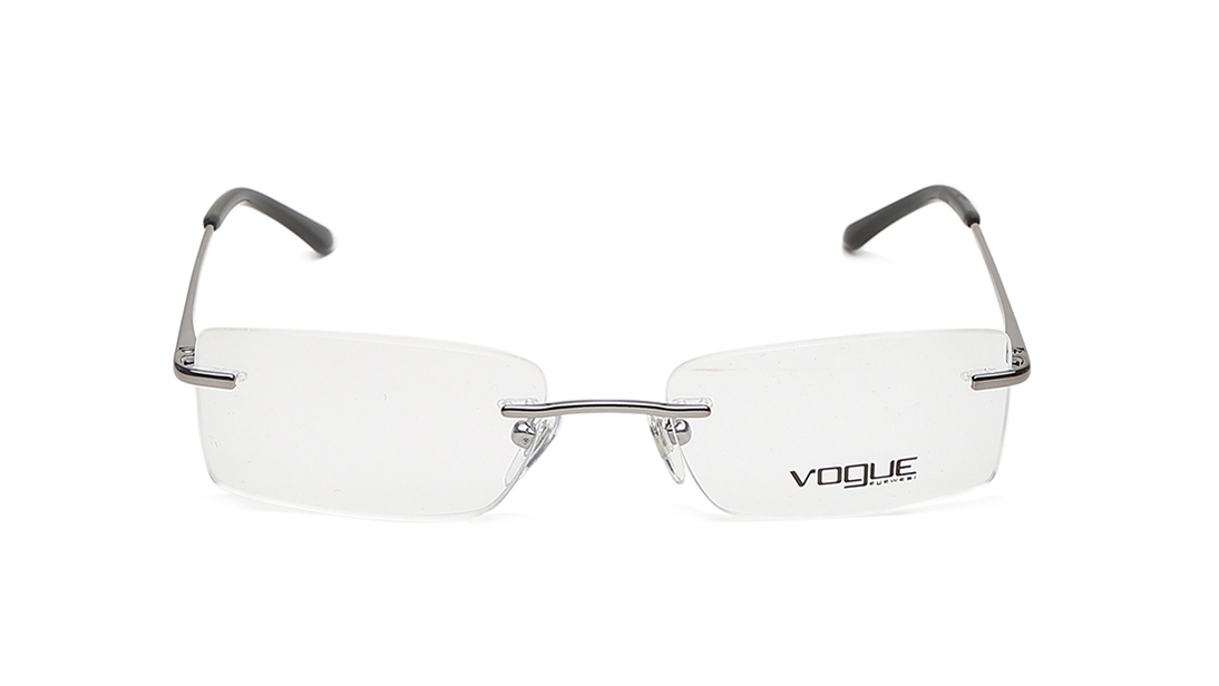 Image 1 of Silver Rectangle Eyeglasses for Men from Vogue Eyewear Available at Titan Eye+
