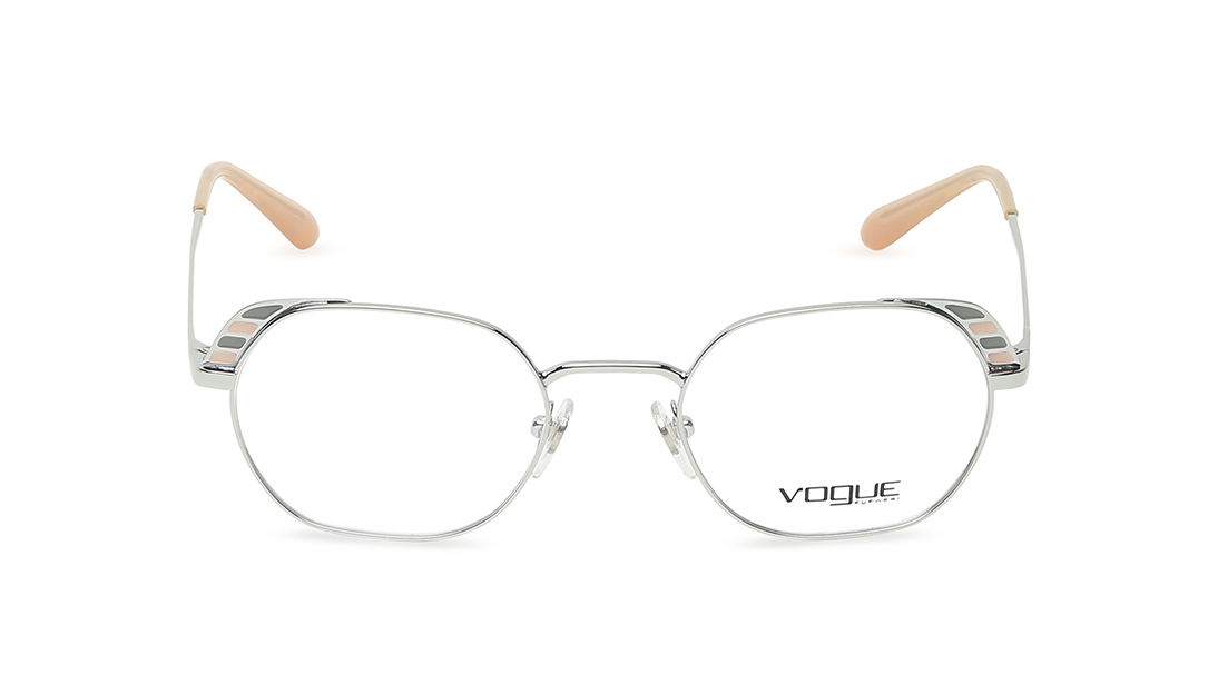Image 1 of Silver Geometric Eyeglasses for Women from Vogue Eyewear Available at Titan Eye+