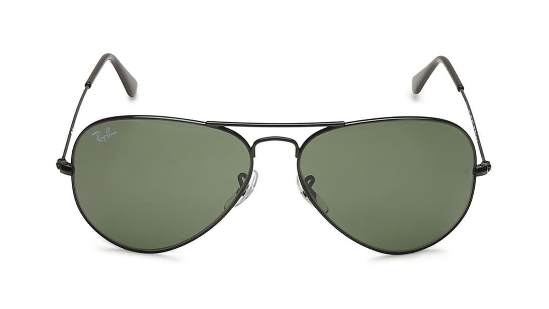 Image 1 of Green Aviator Sunglasses for Men and Women from Rayban Available at Titan Eye+